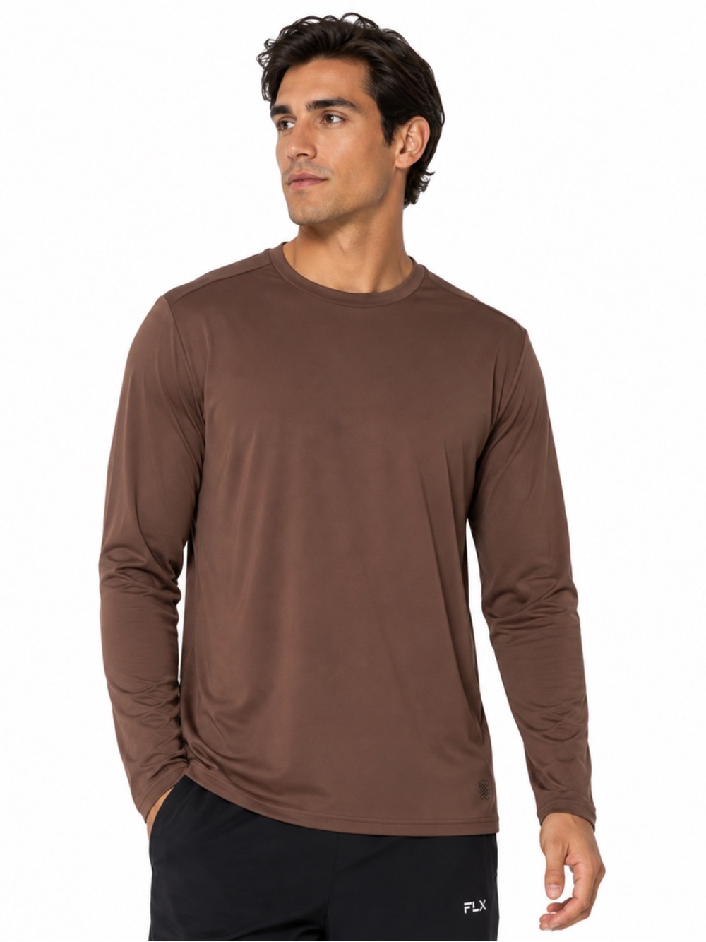 FLX Men’s Urban Commuter Performance Long Sleeve Shirt Brown - Size L